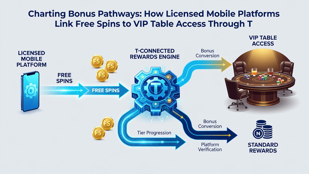 Flow diagram of tiered deposits converting free spins into VIP table access on mobile