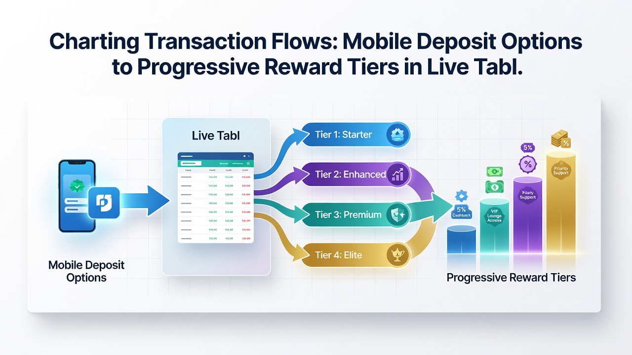 Flowchart illustrating progressive reward tiers linked to mobile deposits in live dealer games