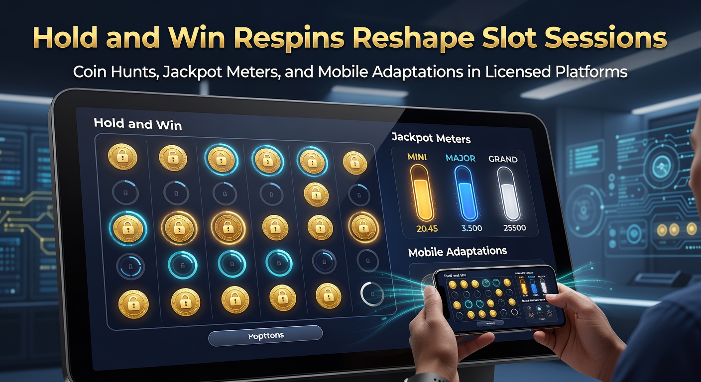 Vibrant slot screen showing Hold and Win respin feature with glowing coins and jackpot meters filling up during a bonus round