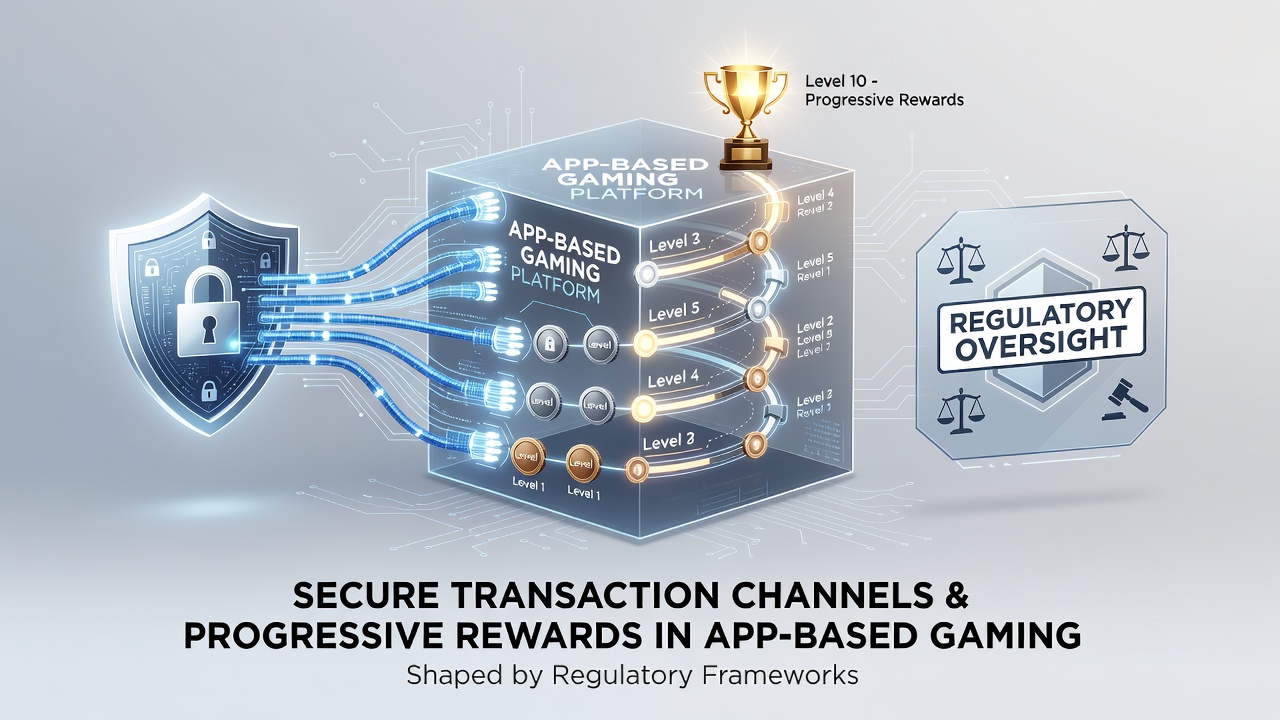 Illustration of secure mobile payment flows connecting to layered reward tiers in regulated gaming apps