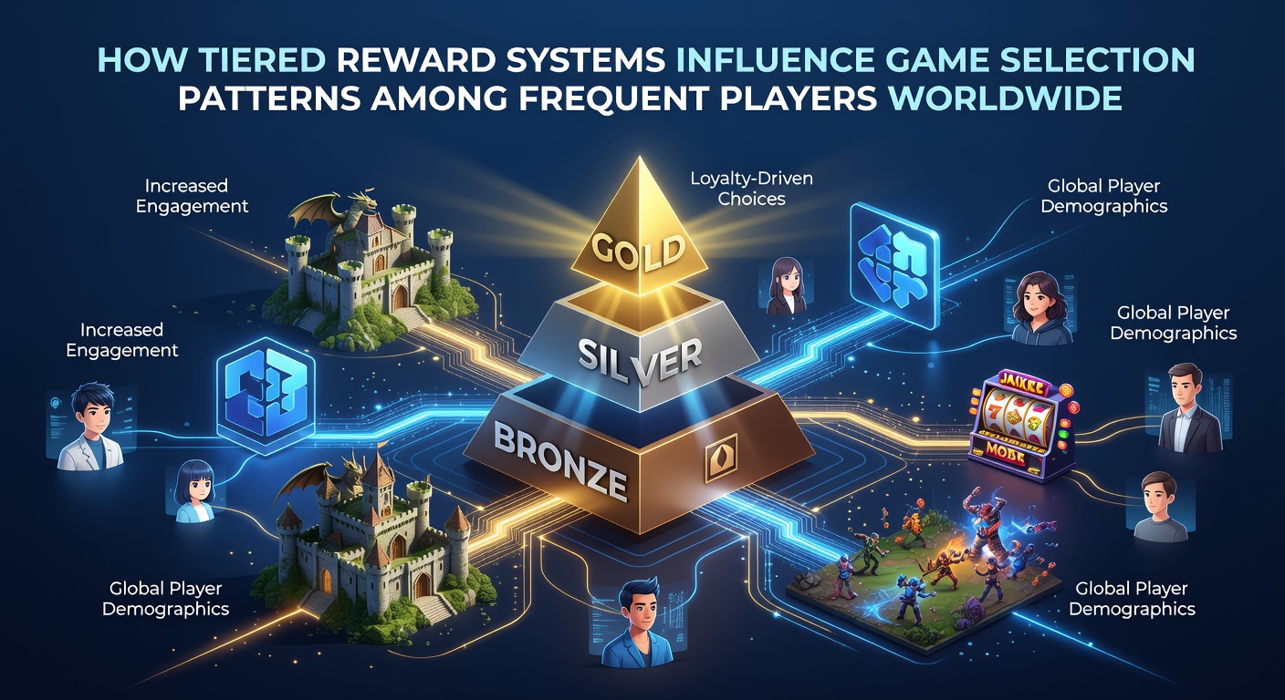 Illustration of tiered reward systems in online gaming platforms showing progression from bronze to platinum levels with bonus icons