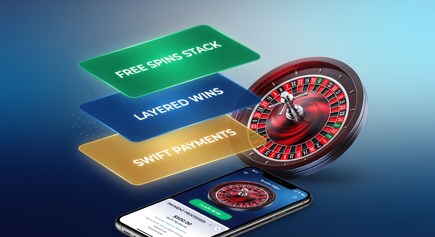 Vibrant mobile slot screen showing cascading free spins stacking multipliers alongside a live roulette wheel in action