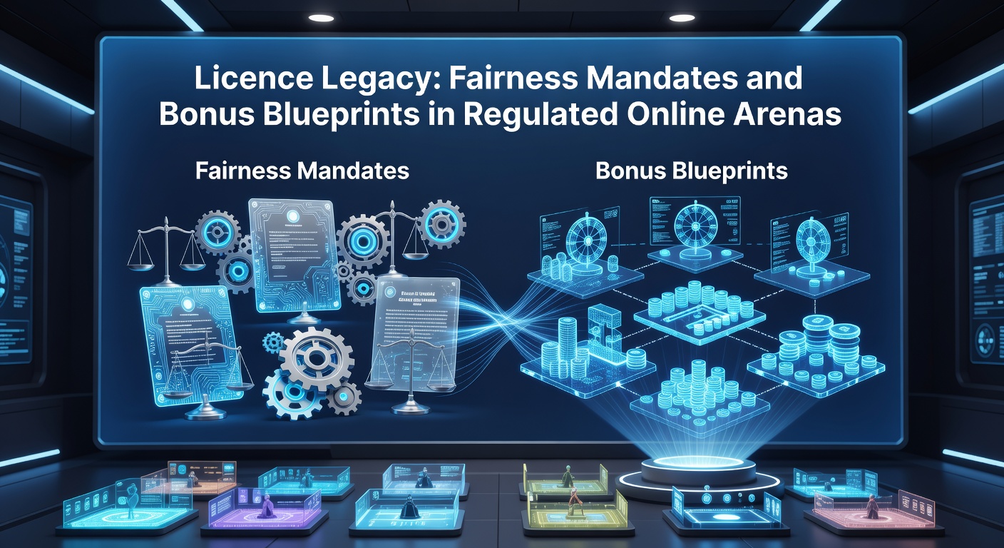 Digital interface showing regulatory compliance dashboard with fairness metrics and bonus icons in an online casino platform