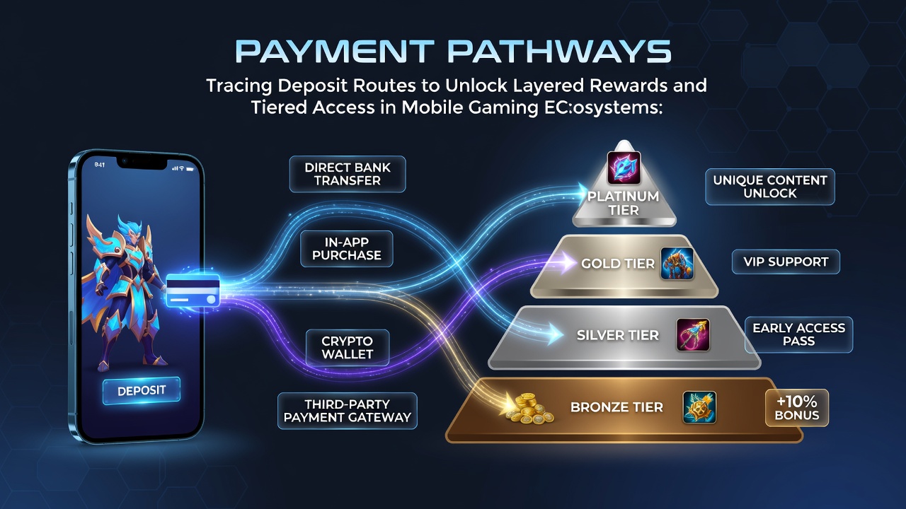 Mobile gaming interface showing deposit options and reward tiers on a smartphone screen