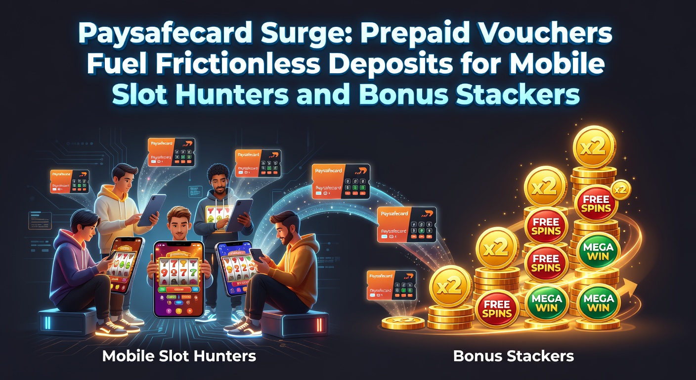 Stack of colorful Paysafecard vouchers next to a smartphone displaying a mobile casino app with slot games and deposit screen