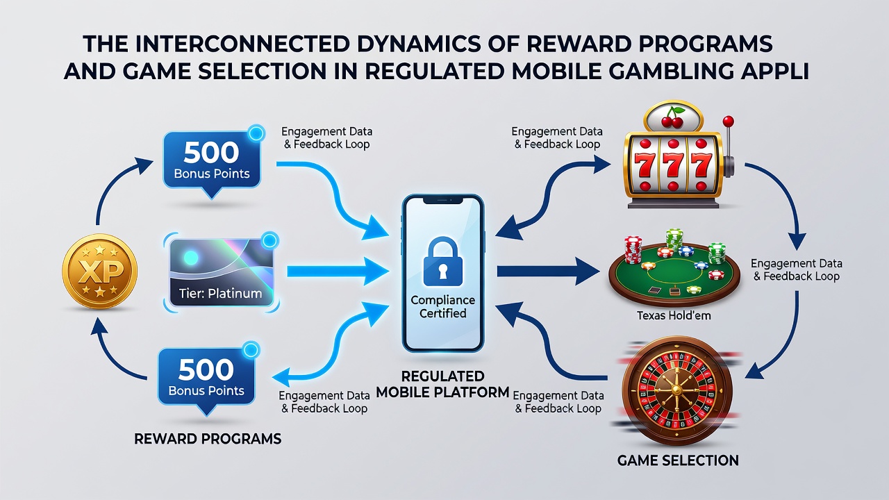 Analytics dashboard displaying player game selection trends linked to loyalty reward tiers in a regulated mobile app