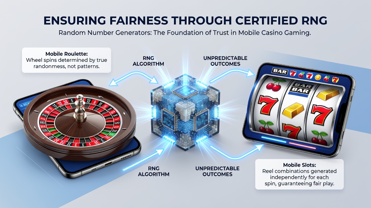 Close-up view of certified RNG testing process for mobile casino software on lab equipment