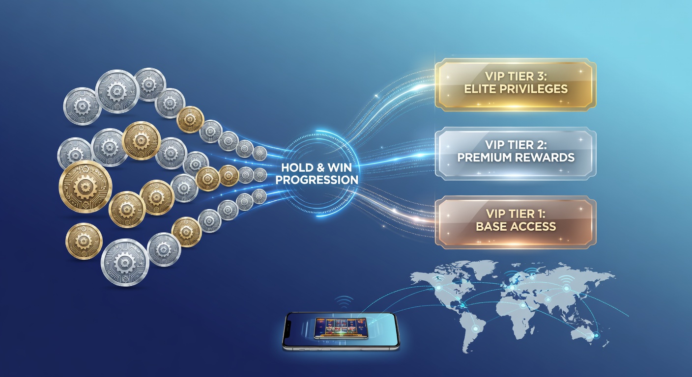 Hold-and-win slot interface showing coin collection chains building toward bonus rounds on a mobile screen