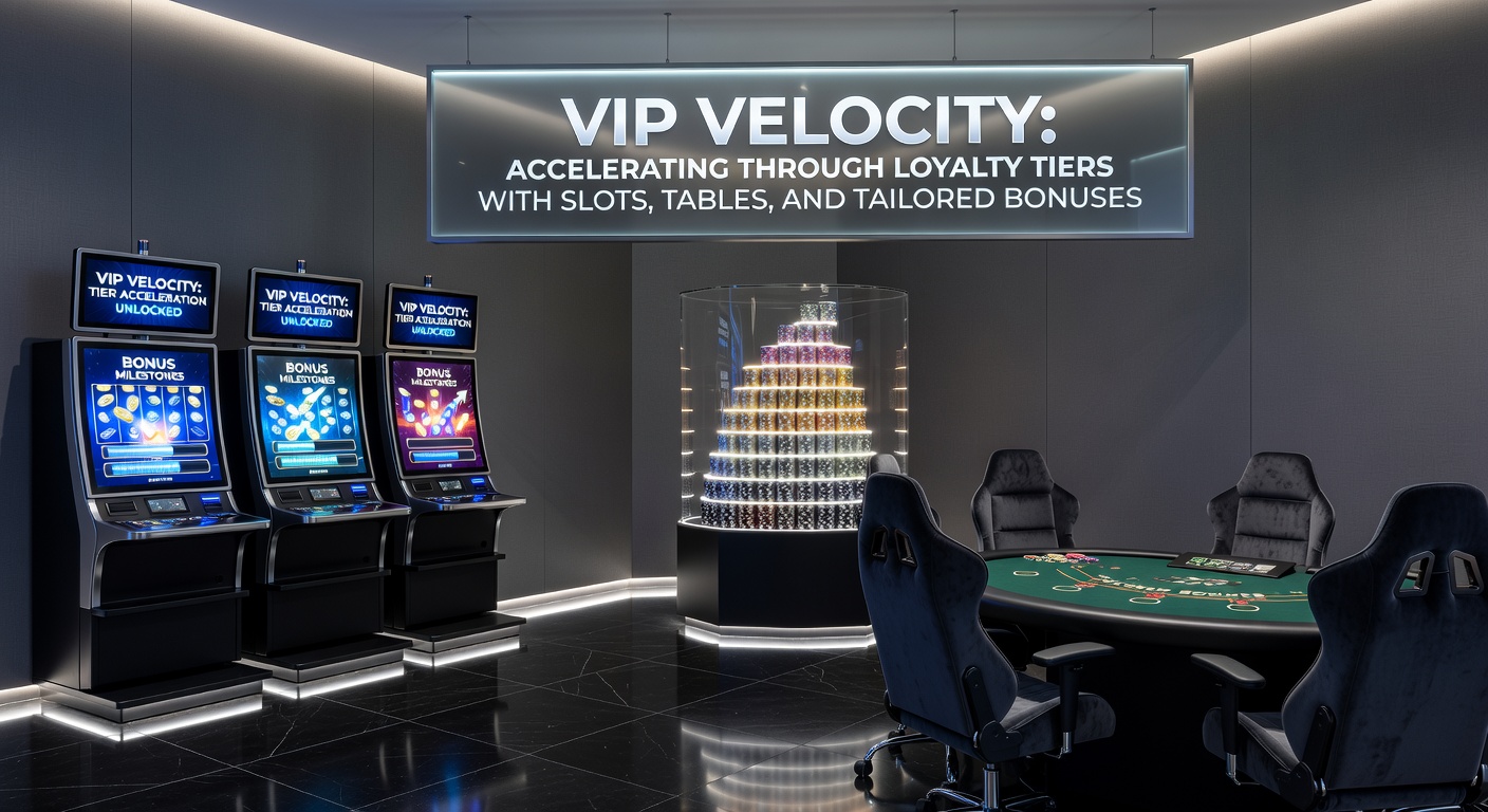 Vibrant casino floor showing slot machines and VIP tables bustling with players climbing loyalty tiers